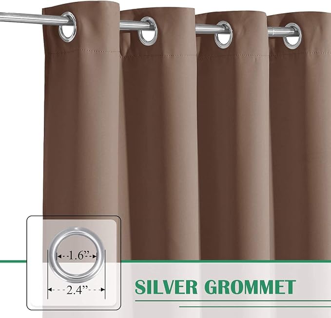 Outdoor Patio Curtains Waterproof W70 x L95 Inch Mocha, 1 Panel | Window Panels - Image 2