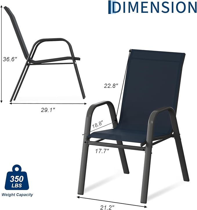 Garvee Patio Chairs Set of 4, Stackable Chairs - Image 3