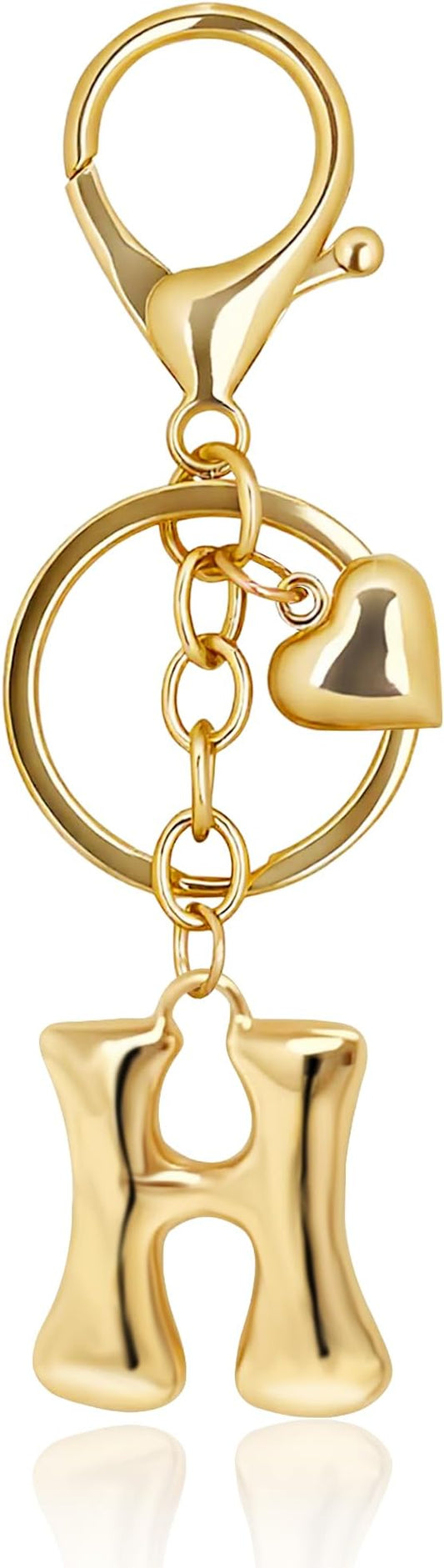 Gold Bubble Heart, Cherry, Bow & More Designs Letter Initial Keychain Bag Charms – Cute Purse Charms for Handbags