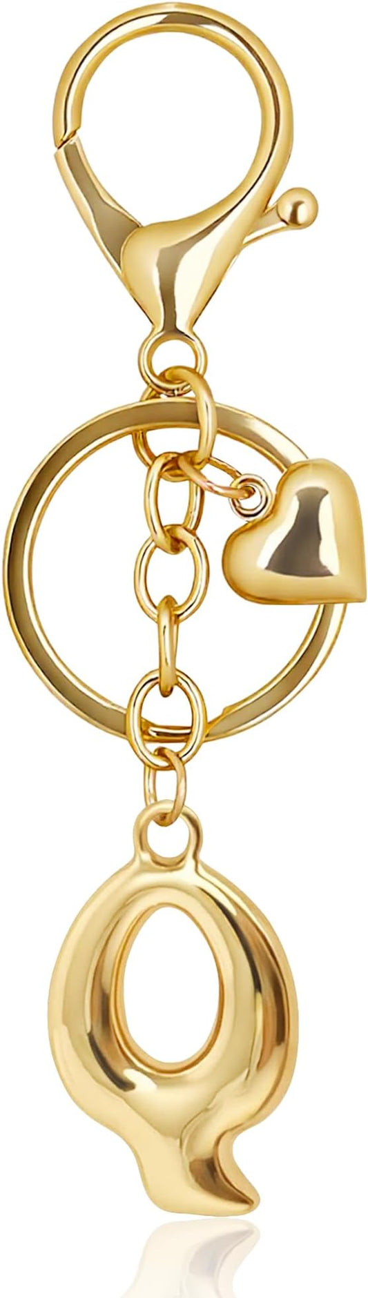 Gold Bubble Heart, Cherry, Bow & More Designs Letter Initial Keychain Bag Charms – Cute Purse Charms for Handbags