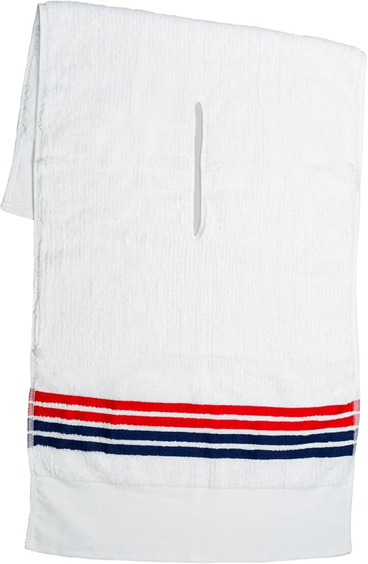 The Tour Towel | Large Golf Caddy Towel Terry Cloth, Absorbent 19" x 44", Center Cut, Perfect Hang Golf Cart Accessory and Golf Bag, Multiple Colors