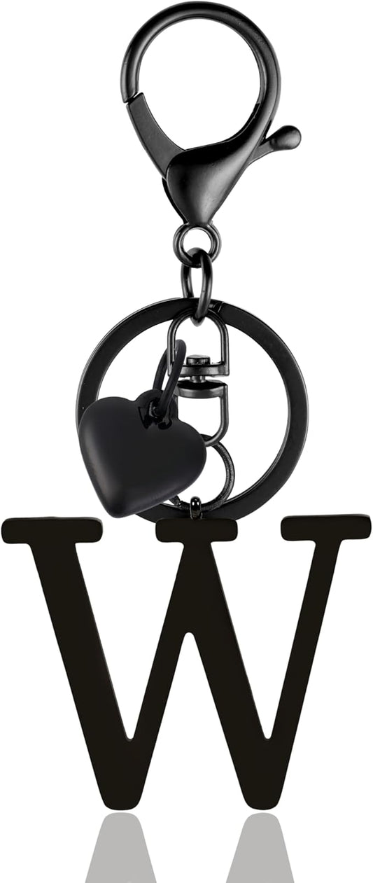 Metal Heart Alphabet Keychain for Women, Girls - Cute Initial Letter Accessories for Purse, Bag Charms and Backpack