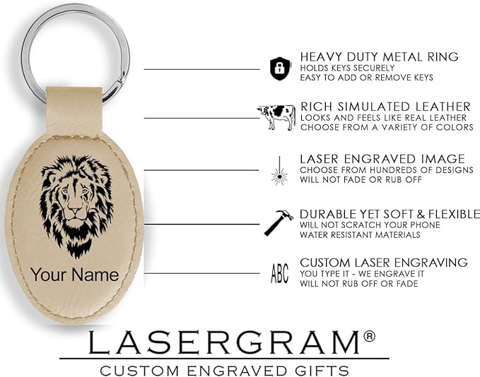 LaserGram Oval Keychain, Golf Ball, Personalized Engraving Included (Beige)