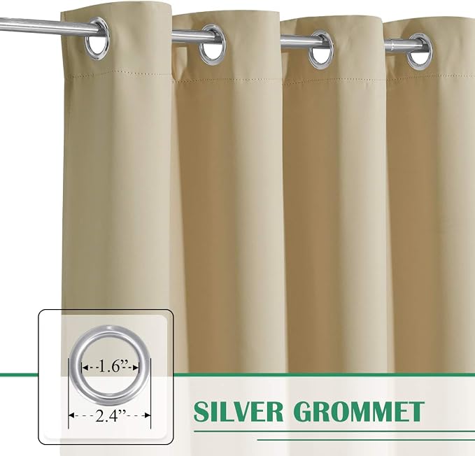 Indoor Outdoor Curtains W100 x L84 Inch Cream Beige, 1 Panel | Extra Wide Heavy - Image 2
