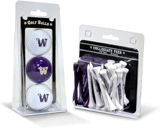 Team Golf NCAA Logo Imprinted Golf Balls (3 Count) & 2-3/4" Regulation Golf Tees (50 Count), Multi Colored