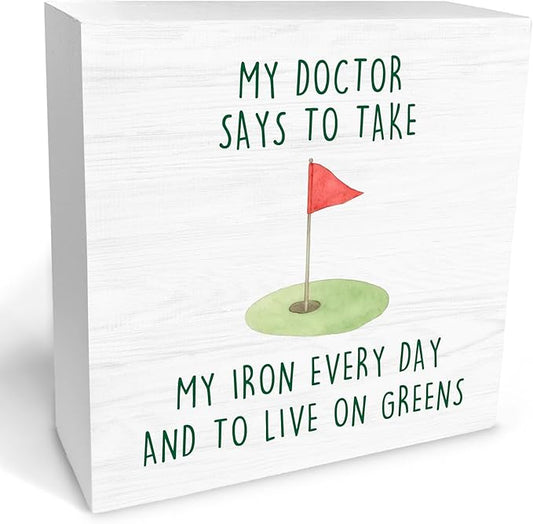 Funny Golf Court Wooden Box Sign Desk Decor, Gifts for Golf Lovers, Golfer Golfing Gifts Wood Block Sign Decorations for Home Bedroom Office Wall Tabletop Shelf Decor, 5x5 Inch