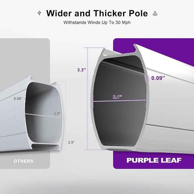 PURPLE LEAF Cantilever Umbrella 12ft Solar LED Light Double Top, Stays bright - Image 3