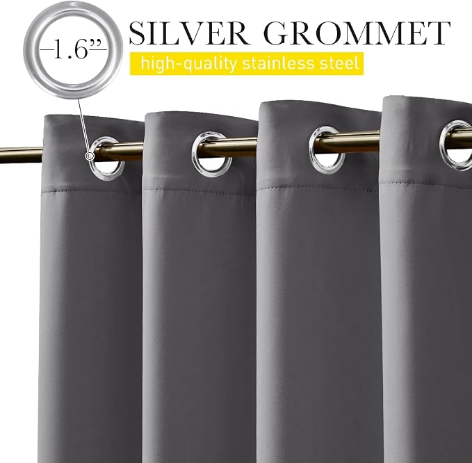 NICETOWN 2 Panels Thermal Outdoor Curtains Windproof W52xL72 Grey | Weighted - Image 6