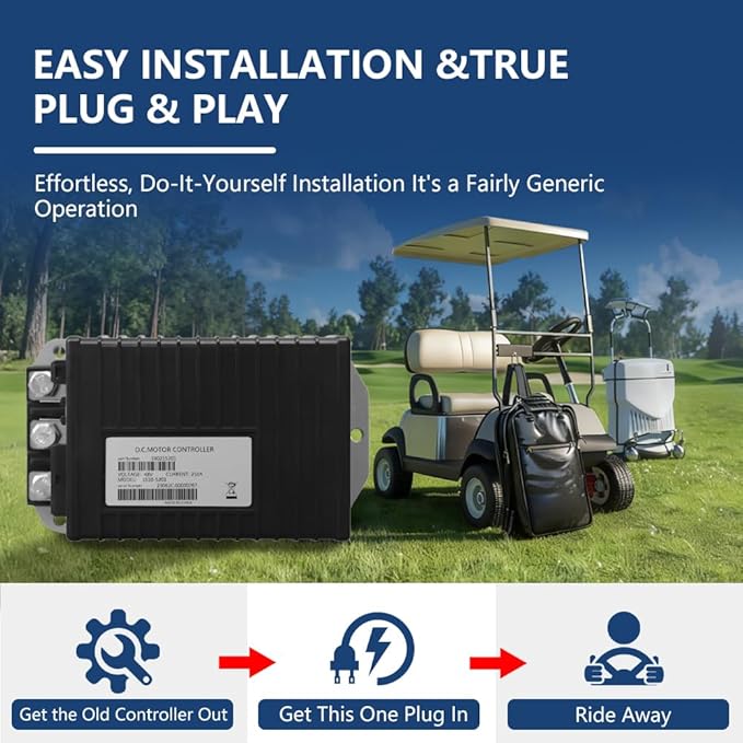 1510-5201 Golf Cart Controller, Golf Cart Motor Controller for Club Car DS & Precedent 2000-2009, 48V 250A Speed Controllers Compatible with Curtis, MCOR 5K-0 Throttle Type, IQ System, 101956501