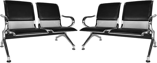 Kinfant Waiting Room Chairs - Reception Guest Bench for Airport Hospital Bank Salon Barber (PU-Black)