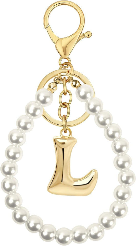 Gold Bubble Heart, Cherry, Bow & More Designs Letter Initial Keychain Bag Charms – Cute Purse Charms for Handbags