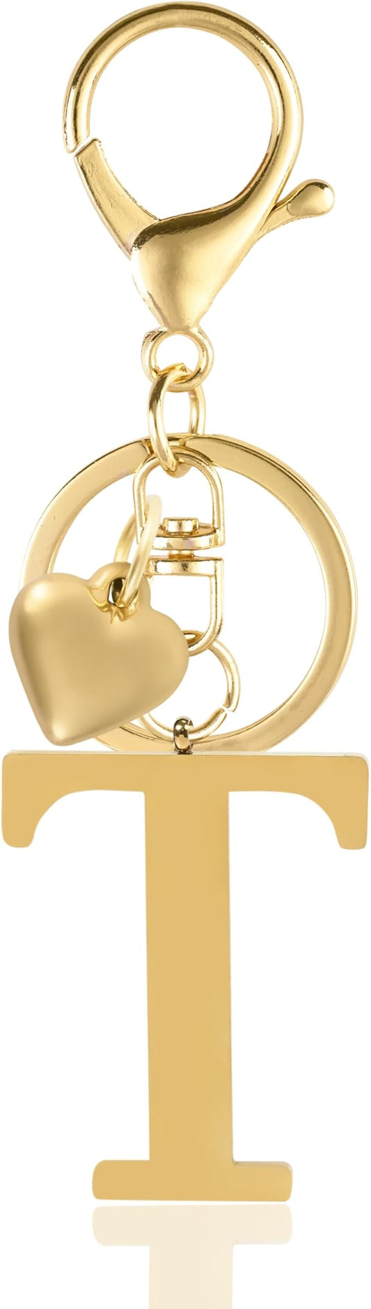 Metal Heart Alphabet Keychain for Women, Girls - Cute Initial Letter Accessories for Purse, Bag Charms and Backpack