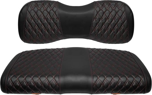 Golf Cart Vinyl Replacement Seat Covers fits Yamaha G29/Drive/Drive 2 2007+, Diamond Front Seat Cover Black Stitching Durable Breathable & Easy to Clean