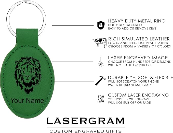 LaserGram Oval Keychain, Golf Ball, Personalized Engraving Included (Green)