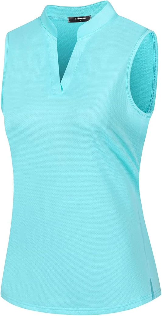 Womens Sleeveless Golf Polo Shirts Lightweight Tennis Sport Tops