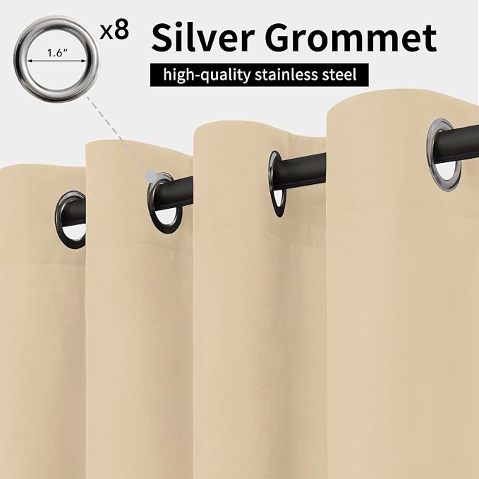 Easy-Going Outdoor Curtains for Patio 6 Panels, 54x96 inch, Weatherproof - Image 2