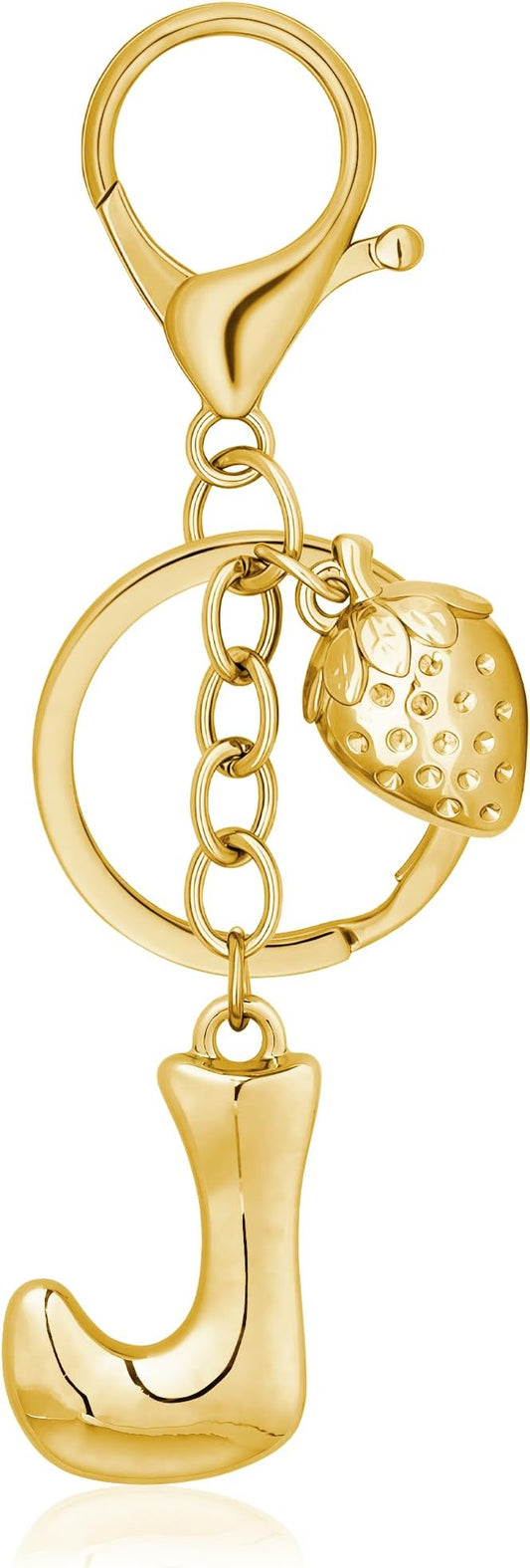Gold Bubble Heart, Cherry, Bow & More Designs Letter Initial Keychain Bag Charms – Cute Purse Charms for Handbags