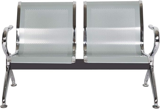 Waiting Room Chair Bench - Airport Reception Bench with Arms Guest Reception Chairs Office Chair Lobby Bench Seating Office Bench Waiting Area Chairs for Airport Market Bank Hospital School, Silver