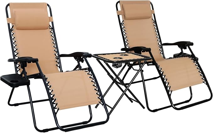 Amazon Basics Outdoor Textilene Adjustable Zero Gravity Folding Reclining by AmazonBasics