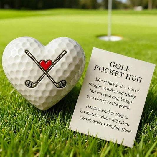 Golf Pocket Hug,Heart - Shaped Golf Ball Decor with Inspirational Card,Motivational Golf Ball Marker, Golf Gift for Men Women Golfers (2pcs)