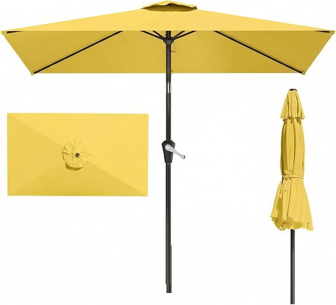 6.5' x 10' Rectangular Patio Umbrella Large Outdoor Market Umbrella w/UV by PatioKingdom