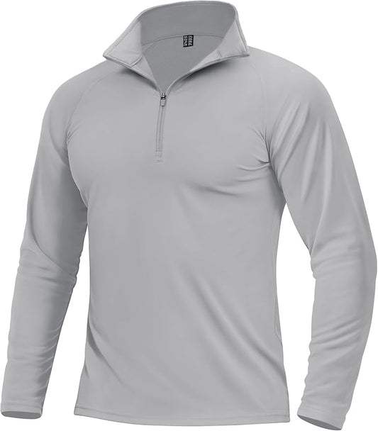 Boladeci Men's Quarter Zip Pullover Premium Fleece Lined Long Sleeve Golf Shirts Warm Hiking Shirts Lightweight Sweatshirts