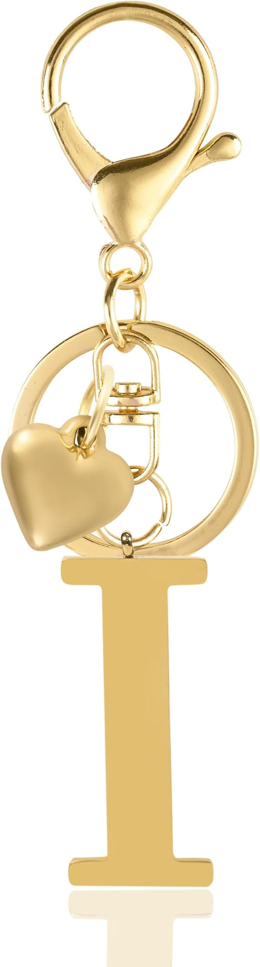 Metal Heart Alphabet Keychain for Women, Girls - Cute Initial Letter Accessories for Purse, Bag Charms and Backpack