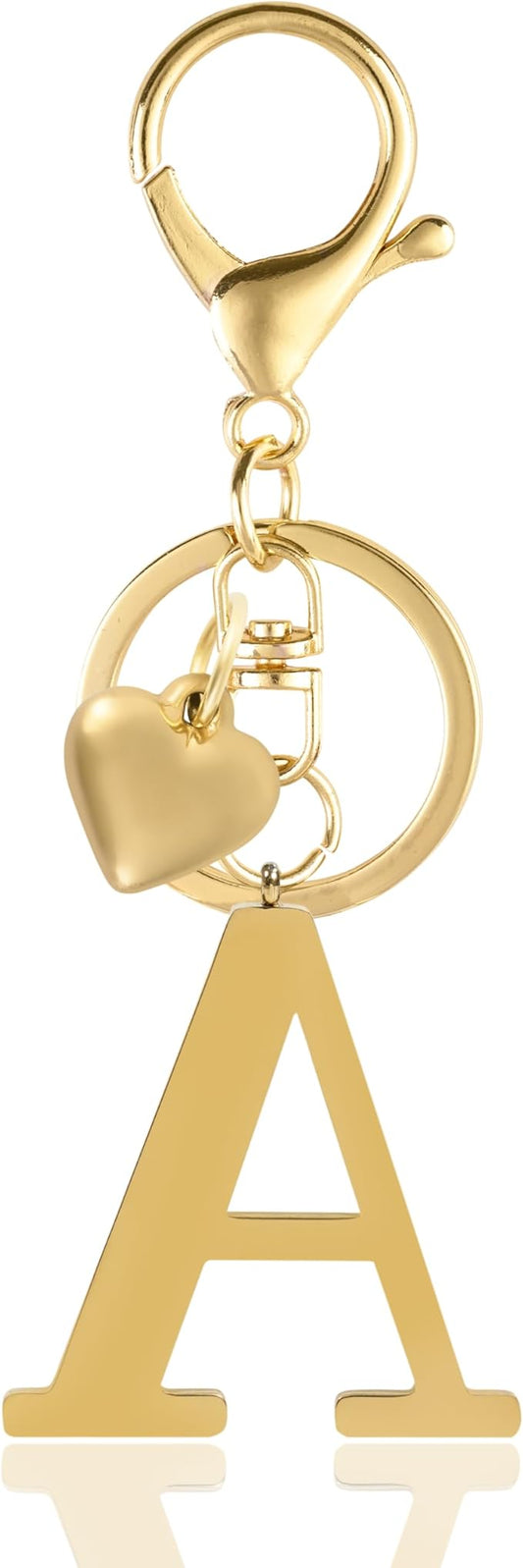 Metal Heart Alphabet Keychain for Women, Girls - Cute Initial Letter Accessories for Purse, Bag Charms and Backpack
