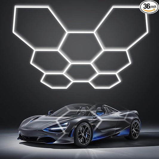 Hexagon LED Garage Light: Super Bright 40000LM Honeycomb Garage Light, 8 Hex DIY Hexagon Led Lights for Gym Basement Hair Salon