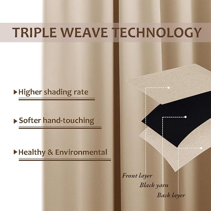NICETOWN Waterproof Patio Outdoor Curtain and Drape, Extra Wide and Long W100 x - Image 6