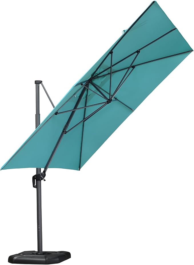 PURPLE LEAF Patio Telescopic Umbrella 11.5' x 11.5' Tilt Turquiose | Effortless by PURPLELEAF