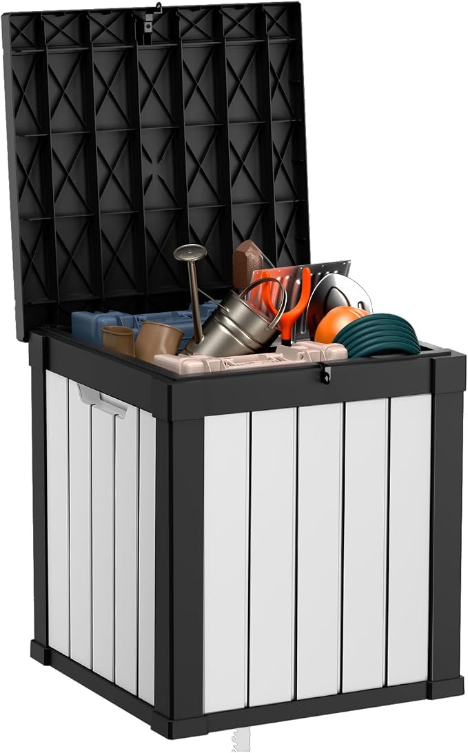 PatioZen 50 Gallon Resin Deck Box, Lockable Patio Outdoor Storage Box - Image 6
