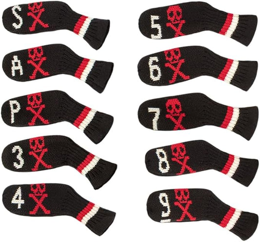 Scott Edward 10 Pcs Golf Club Head Covers for Irons Cuteness Basically Socks Shape Washable Durable Golf Club Head Protector Double Sided Knit Suitable for Most Brands