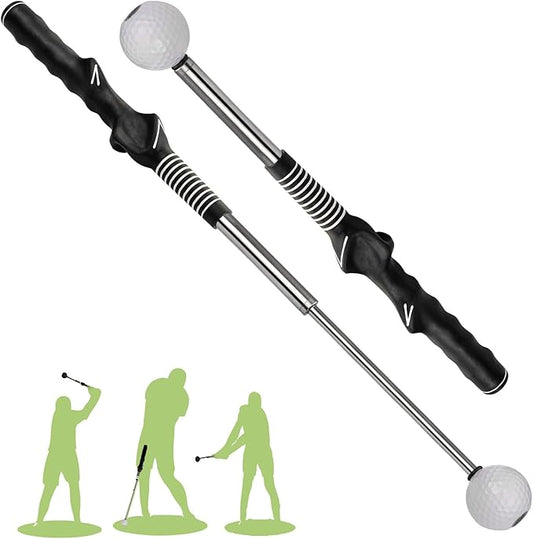 Retractable Golf Swing Training Aid, Golf Grip Trainer & Golf Swing Trainer for Warm-up, Right-Handed Golf Club for Indoor Practice, Golf Accessories - Strength & Tempo Training for Chipping Hitting