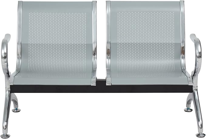 Kinfant Waiting Room Chairs - Reception Guest Bench for Airport Hospital Bank Salon Barber (Silver)