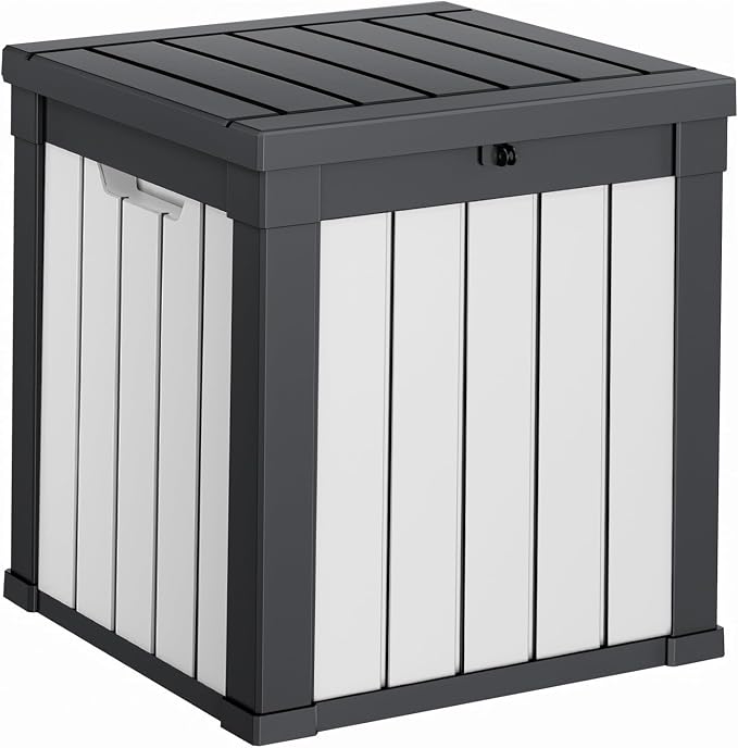PatioZen 50 Gallon Resin Deck Box, Lockable Patio Outdoor Storage Box by OutdoorLivingPerfected