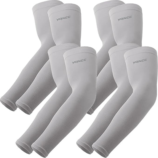 YQXCC 4 Pairs Arm Sleeves, Cooling UV Sun Protection Sports Compression Sleeves for Men Women, Golf Basketball Arm Sleeves