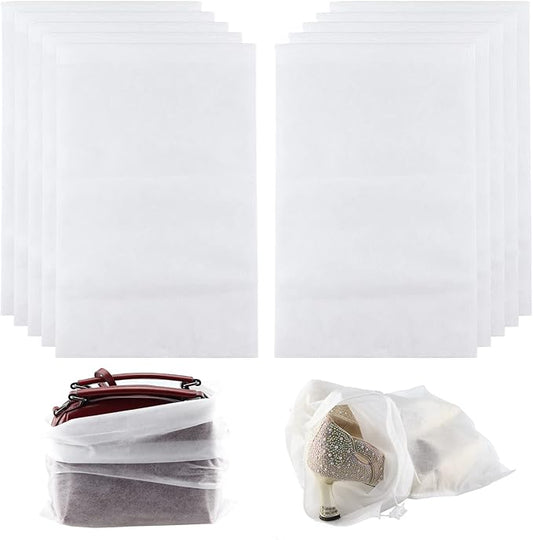Travel Shoe Bags 10Pcs Non-woven Fabric Storage Bags Portable Dust Cover Pouch Packing Bags with Drawstring (Medium)