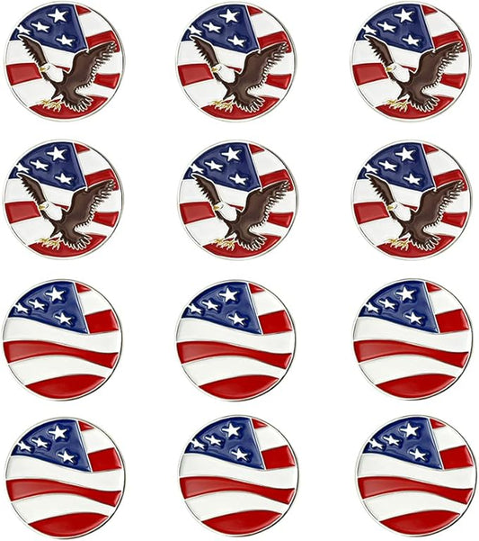 Golf Ball Markers Assorted Patterns Value Pack of 12 Golf Gifts, Golf Cap Clips and Divot Repair Tools Parter Accessories Sets for Men Women Golfer