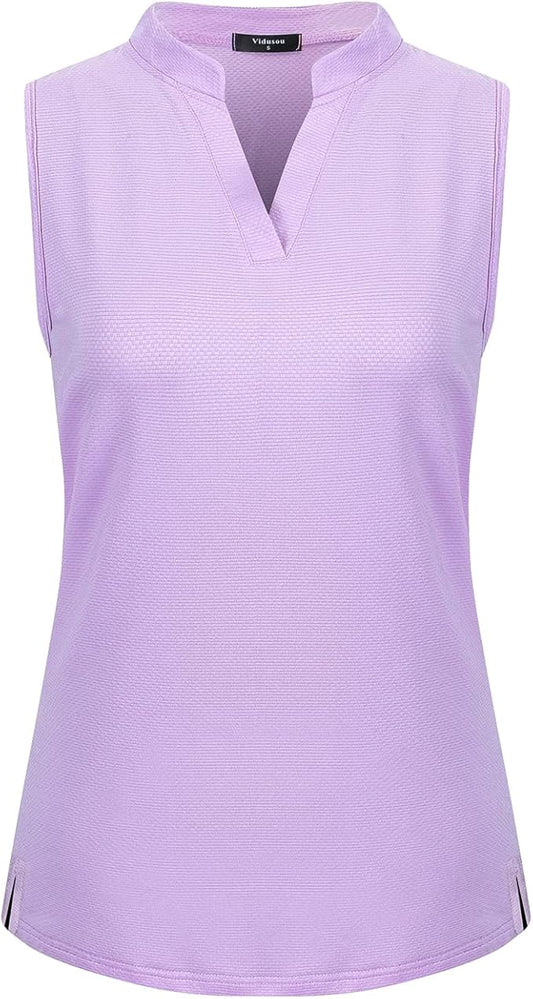 Womens Sleeveless Golf Polo Shirts Lightweight Tennis Sport Tops