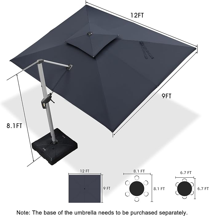 PURPLE LEAF Patio Cantilever Umbrella 9' X 12' Large Double Top, 3-Yr - Image 9