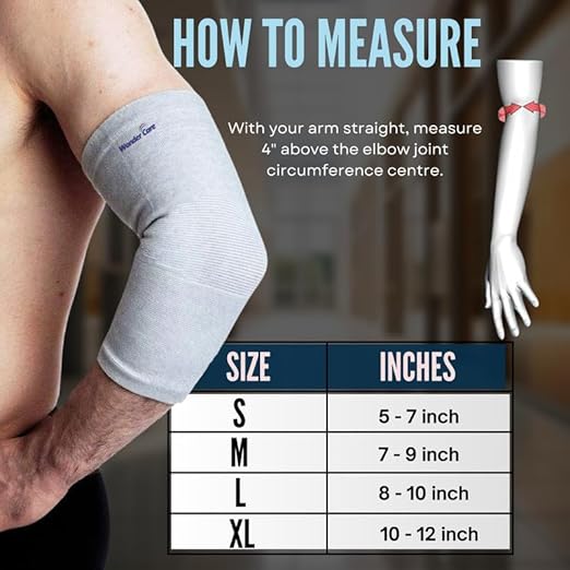 Wonder Care Bamboo Elbow Support Compression Sleeve for Tennis, Golf Elbow, Joint Pain Relief, White, Pack of 2 (X-Large)