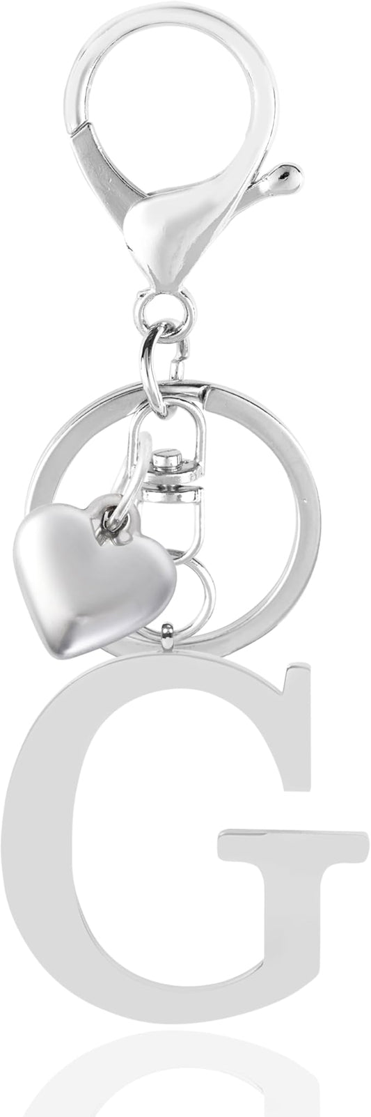 Metal Heart Alphabet Keychain for Women, Girls - Cute Initial Letter Accessories for Purse, Bag Charms and Backpack