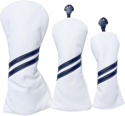 3pcs Golf Headcovers Set 1 3 H, Golf Head Covers Includes Driver Headcover 3-Wood Cover Hybrid Headcover Fits Most Golf Clubs