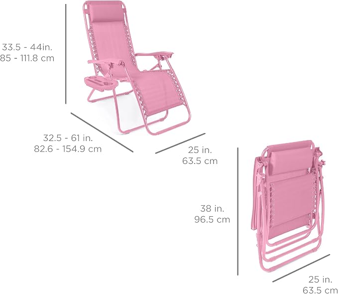 Best Choice Products Set of 2 Adjustable Steel Mesh Zero Gravity Lounge Chair - Image 3