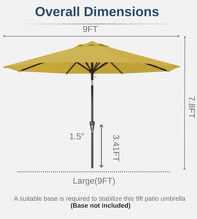9FT Auto-Tilt Patio Umbrella|Outdoor Market Table Umbrella - Image 7