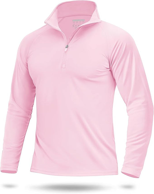 Boladeci Men's UPF 50+ Sun Shirts 1/4 Zip Long Sleeve SPF UV Protection Lightweight Quick Dry Quarter Zip Golf Shirts