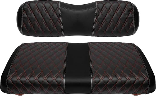 Golf Cart Vinyl Replacement Seat Covers fits EZGO TXT1994-2013, Diamond Front Seat Cover Black Stitching Durable Breathable & Easy to Clean