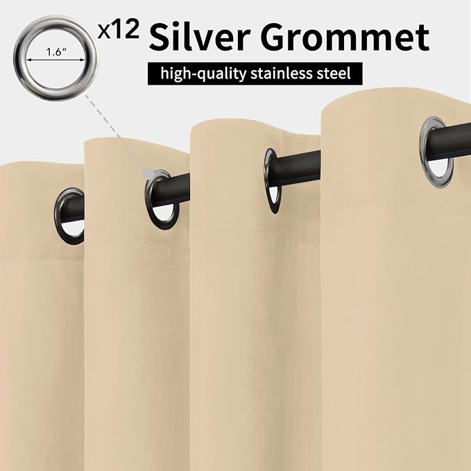 Easy-Going Outdoor Curtains for Patio 1 Panel, 110x108 inch, Weatherproof - Image 2