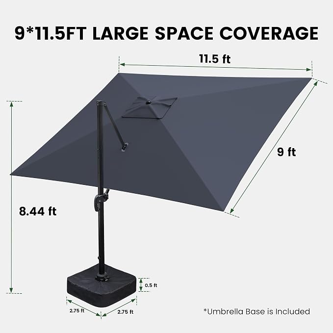 9' x 12' Cantilever Offset Patio Umbrella - Image 9